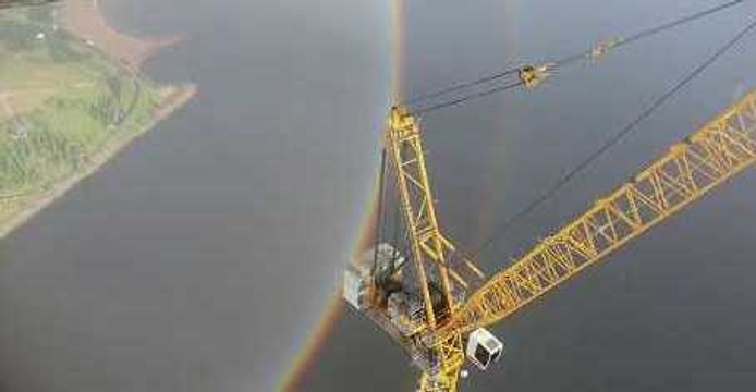 Full Circle Rainbow Spotted From Top of Crane in St Petersburg, Russia