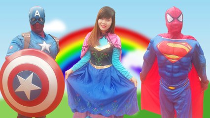 Spiderman BECOME Superman & Captain America w/ Frozen Elsa vs Hulk | Funny Superhero IRL Video
