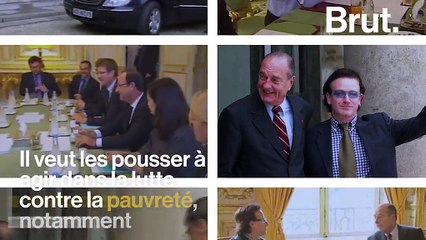 Bono rencontre Emmanuel Macron et lui rappelle son engagement dans la lutte contre la pauvreté