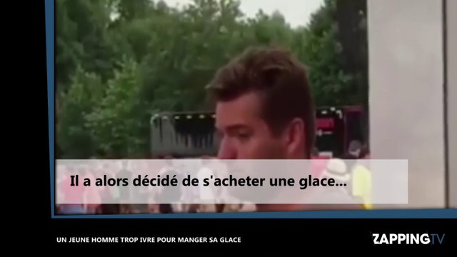 Ivre, un jeune homme tente de manger une glace encore emballée (vidéo)