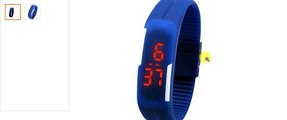Led Digital watches Jelly Black wristwatch Magnet lock Blue