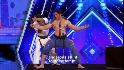 Vispi & Team India- Dangerous Blindfolded Sword Chopping Scares Judges - America's Got Talent 2017