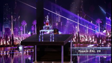 Yosein Chi- Acrobat Performs Dangerous Routine Surrounded by Daggers - America's Got Talent 2017