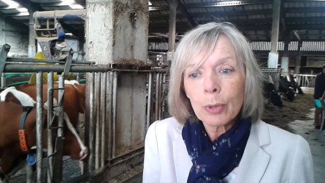 La députée provinciale Thérèse Mahy présente les nouveautés du stand de la province de Luxembourg à la foire agricole
