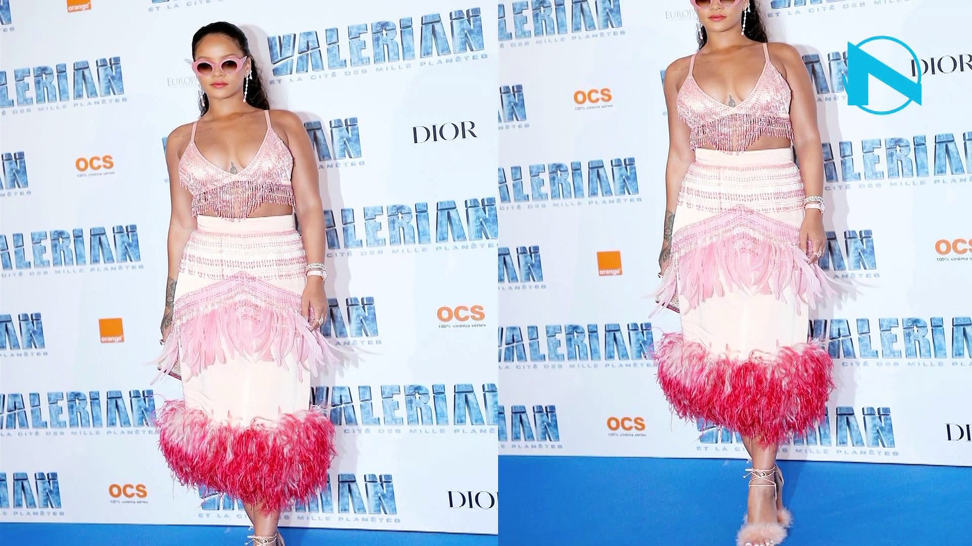 Popstar Rihana amused us yet again with her outfit flaunting cleavage!