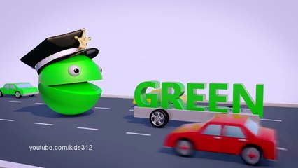 Узнайте цвета с Пакман принимать пищу лед крем и Конфеты и погоня легковые автомобили Узнайте цвета с