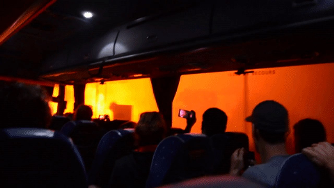 Bus Passes by Flames as Wildfire Scorches Biguglia on the French Island of Corsica