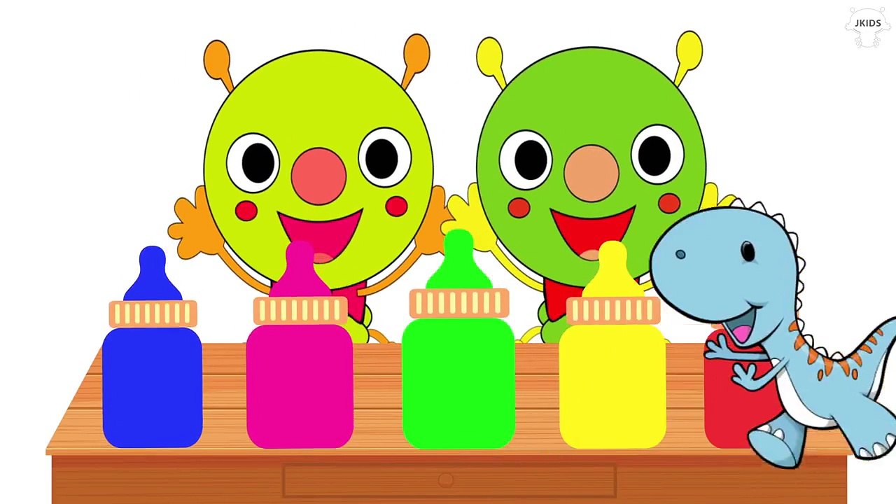 むしむしくんと色の英語の歌 - カラフル ベビーミルクボトル - こどもが笑う！- 子供向けの音楽 - 赤ちゃん泣き止む - 赤ちゃん笑う、喜ぶ、泣きやむ