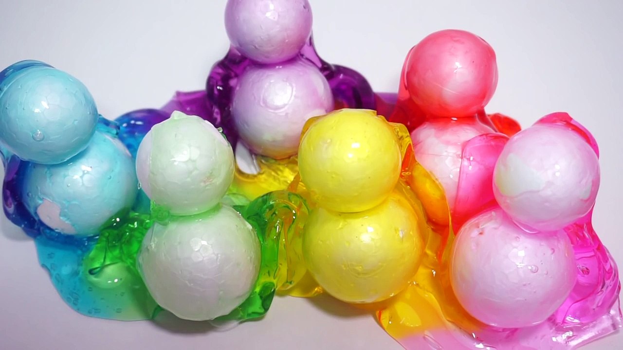 How To Make Color Snowman Clay SLIME DIY Rainbow Styrofoam Slime Recipe For Kids