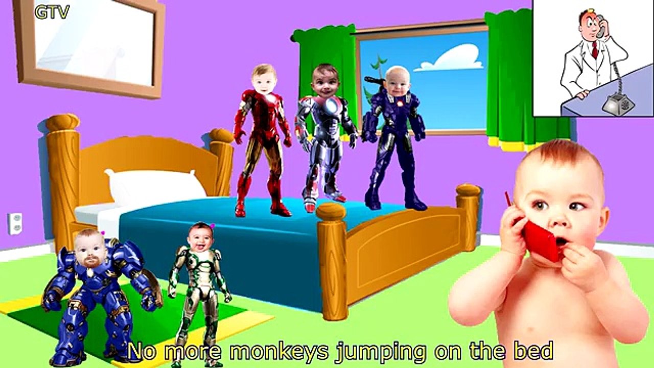 Five Little Mickey Mouse Iron Man Jumping on the Bed - 5 Little Monkeys Jumping On The Bed