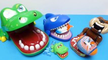Et en colère attaque dentiste chien des œufs avion requin jouets avec agitation crocodile grande surprise kinder