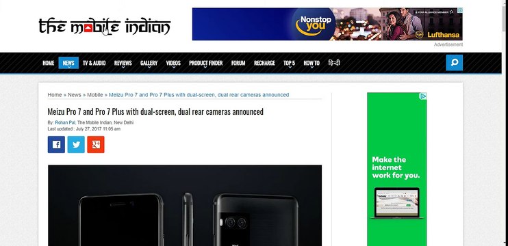 Meizu Pro 7 and Pro 7 Plus with dual-screen, dual rear cameras announced