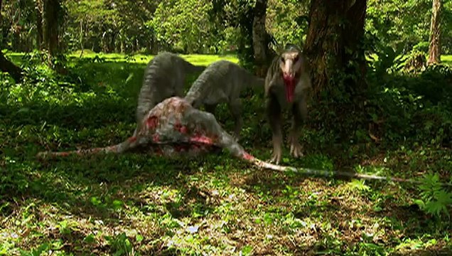 Scary dinosaurs Tyrannosaurus Rex make loud roar