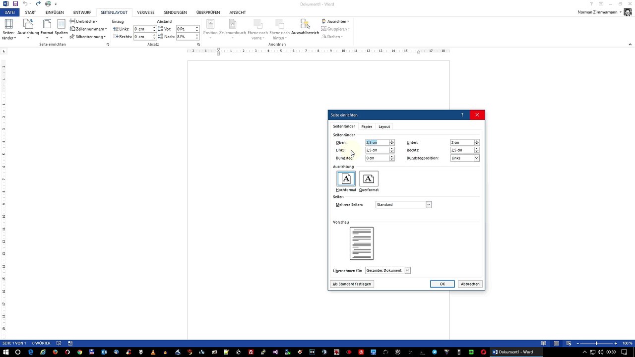Word Basics - Hoch und Quer Format in einem Dokument