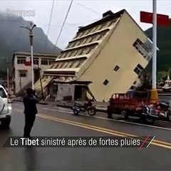 Tibet: L'impressionnant Effondrement D’un Immeuble, Regardez!