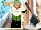 Watch anime: Zoro troll Luffy with hammer