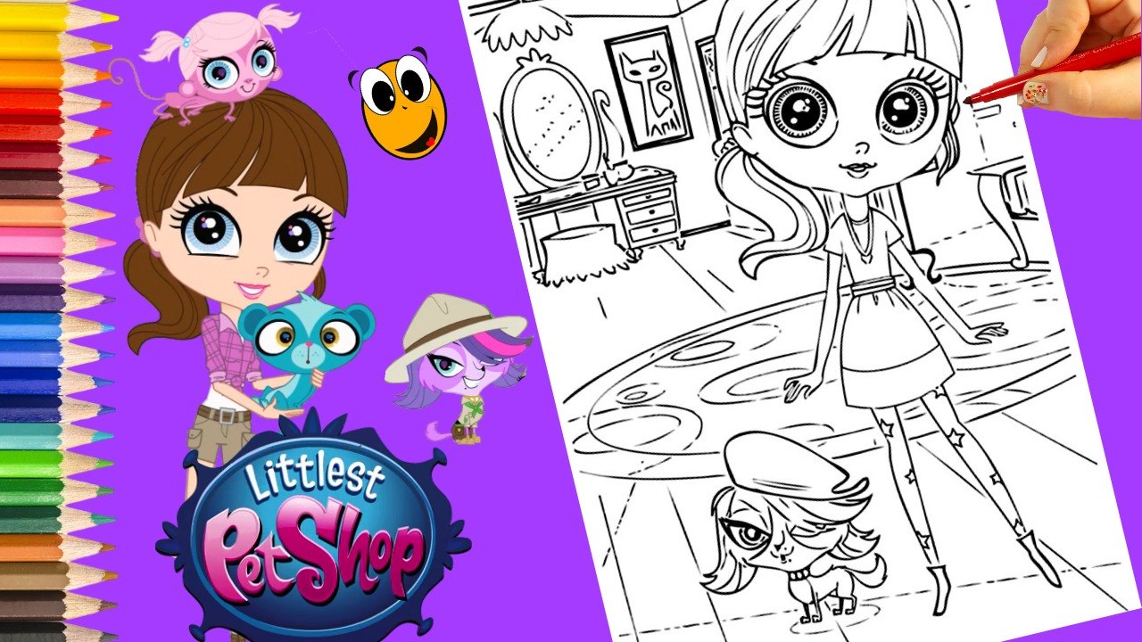 Coloring book LPS Blythe Baxter and lps dog Zoe colored pencils Crayola markers KOKI DISNEY TOYS