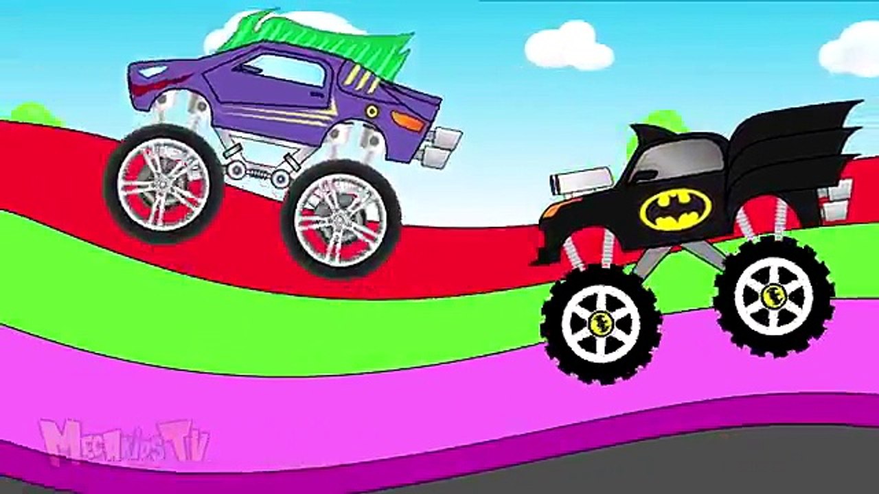 New Batman Truck Vs Joker Truck - Monster Trucks For Kids - Children Cartoon