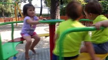 TODDLERS AND CAR Family fun funny video for kids LITTLE TIKES ON PLAYGROUND