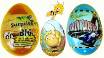 Surprise eggs Dinosaurs, Crazy Rasers Egg, Maya the Bee kinder surprise egg HD