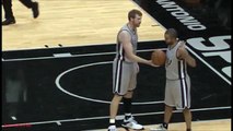 SPURS MATT BONNER TAKES STEALS BALL AWAY FROM HIS OWN TEAMMATE TONY PARKER DURING GAME