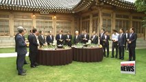 South Korean President Moon meets corporate tycoons for 'Cocktail Night' at the Blue House