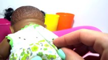 Learn Colors M&Ms Chocolate Surprise Toys Baby Doll Potty Training Bath Time For Children