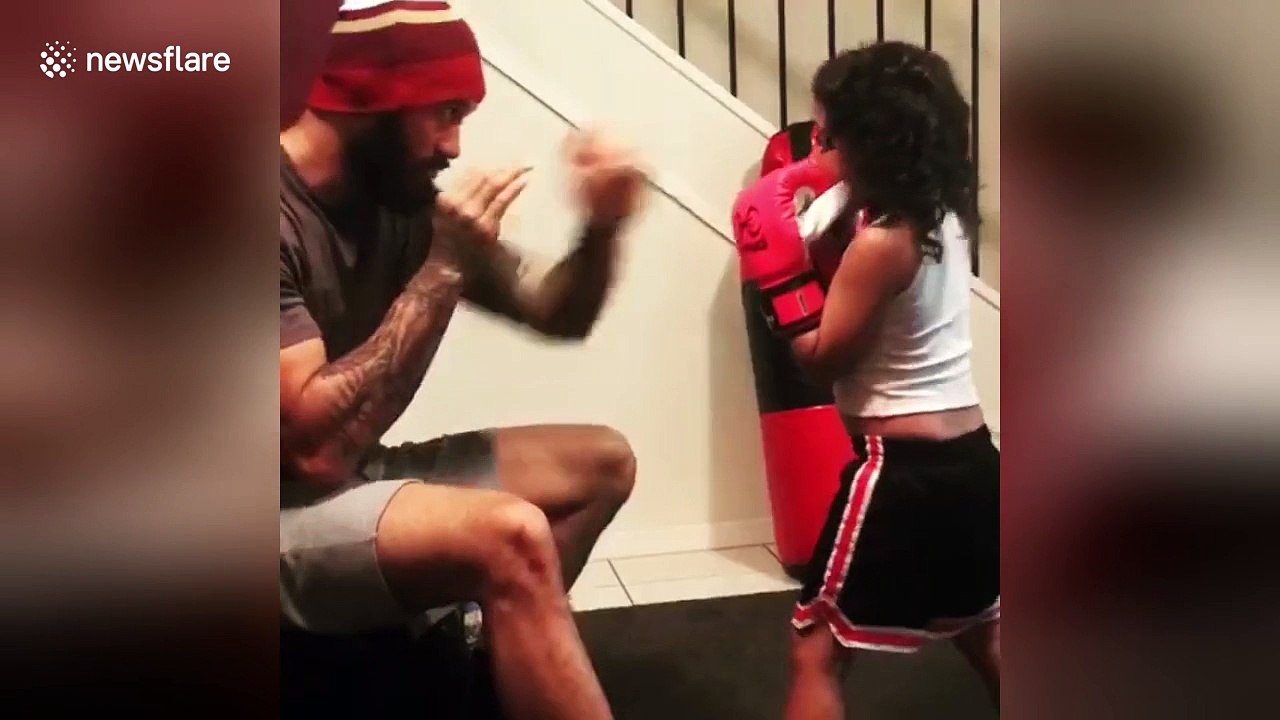 Talented five-year-old boxer trains with her father