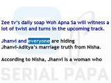 Woh Apna Sa, 30th July 2017 news,Nisha,turns,furious as,Aditya,Jhanvi,celebrates,Teej ,festival ,tog