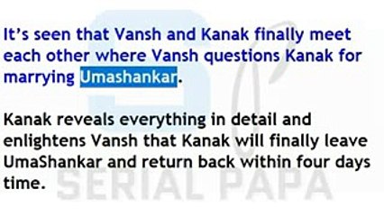 Tu Sooraj Main Saanjh Piyaji, Vansh ,confronts, Kanak ,over love, UmaShankar