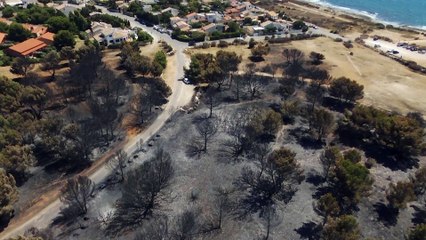 Les dégâts causés par l'incendie de Carro vus du ciel