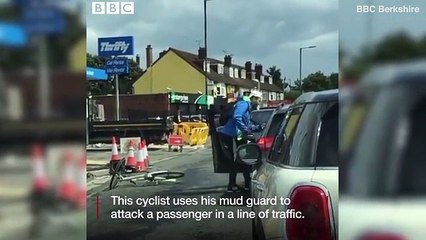 Cyclist with severe road rage pummels an elderly driver