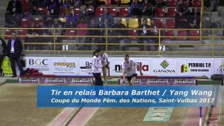 Tir en relais Barbara Barthet et Yang Wang, Coupe du Monde Féminines des Nations, Sport Boules, Saint-Vulbas 2017