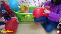 SURPRISE TOYS GIANT BALLOON POP DROP CHALLENGE Huge colorful balloons eggs surprises Toys
