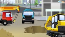 JCB Excavator Digging with Dump Truck Cartoon for Kids - Cars & Trucks Vehicles for Children