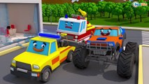 Police car & Fire Truck rescue in the city FIRE Street Super Hero! 3D Animation Cars & Truck Stories