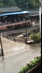 Raging water in a small town