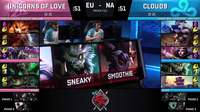 UOL vs C9 Highlights Rift Rivals EU & NA 2017 Unicorns of Love vs Cloud9