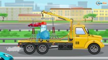 Giant Crane with Real Diggers Trucks Construction Vehicles Car Cartoon for Kids