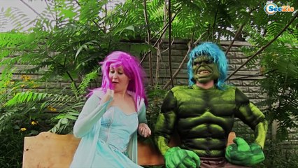 Frozen Elsa & Spiderman vs Hulk & Maleficent! Elsa loves Superheroes. Superheroes in Real Life