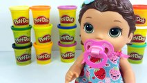 Baby Alive Minha Boneca Rotina da Manhã Lili Comendo Massinha de Modelar PlayDoh ToyToysBr