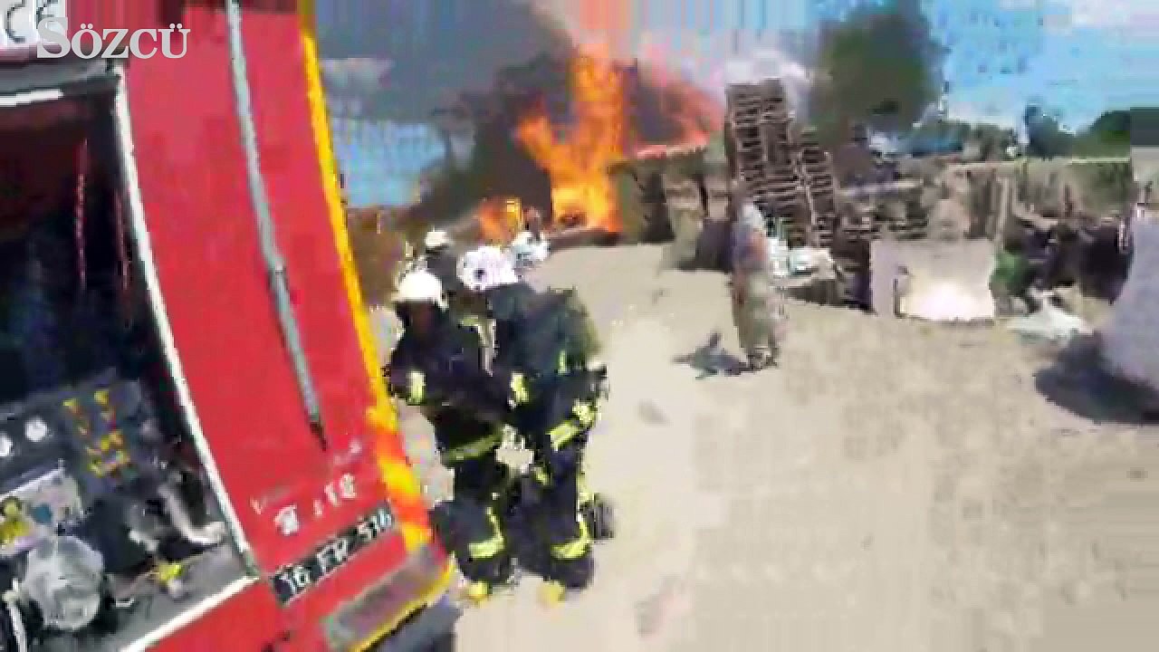 Palet fabrikası alev alev böyle yandı