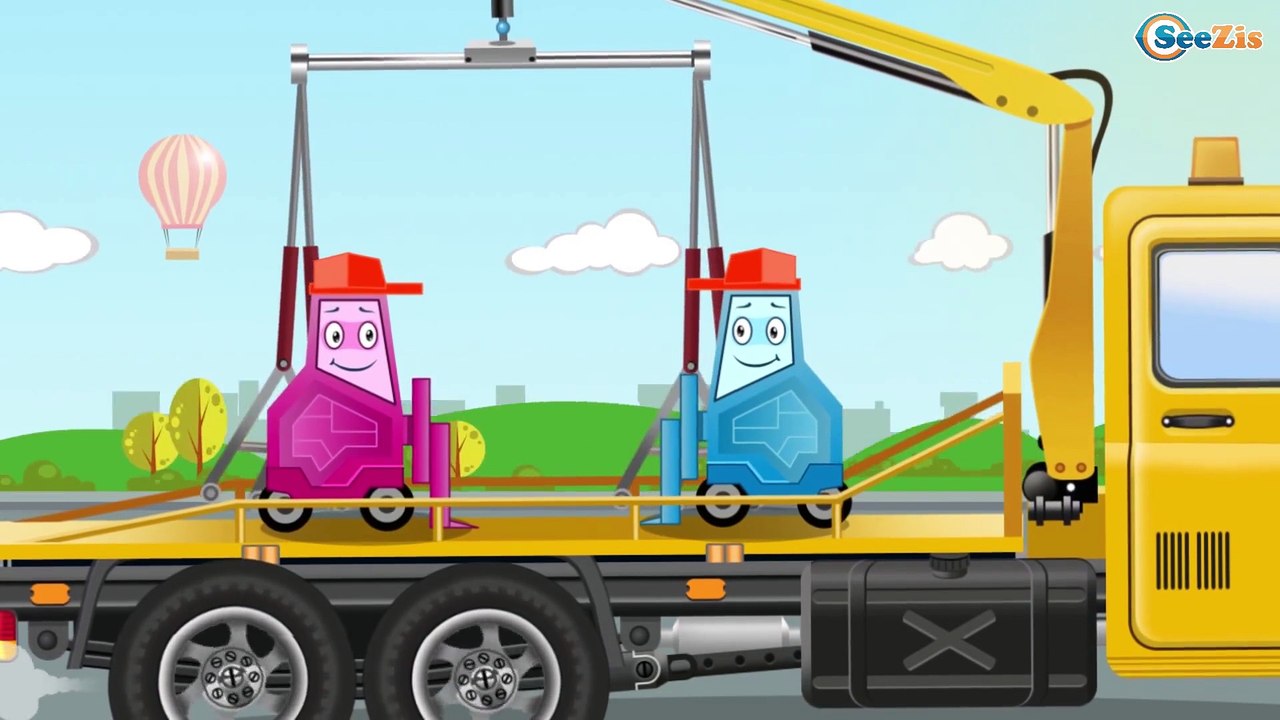 NEW Cars & Trucks Cartoon w The Red Fire Truck and The Police Car | Emergency Cars Kids Animation
