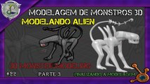 Blender Tutorial Modelagem de Monstro 3D - Modelagem Personagem Monstro Espacial Alien 3/3