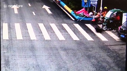 Road sign saves motorcyclist