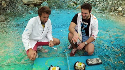 25 Airbag Rainbow Explosion in 4K - The Slow Mo Guys