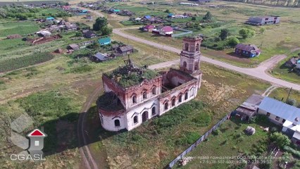 Аэросъемка села Гусиха (Спасский район, церковь Воскресения Словущего)