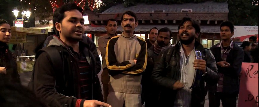 Young India demonstrates crime against women through a play at Delhi Haat