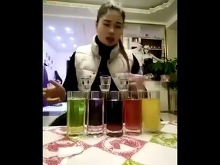 A Girl Drinks Alcohol