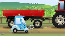TRACTOR Camión Grúa Hormigonera Bulldozer Máquinas y construcción Obra Dibujos Animados Para Niños